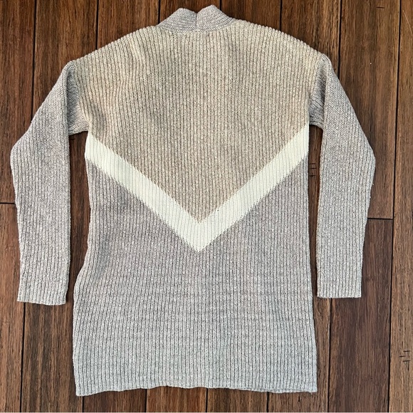 Maurices Open Front Longline Sweater Knit Neutral Small Grey Beige Cardigan - Picture 9 of 12